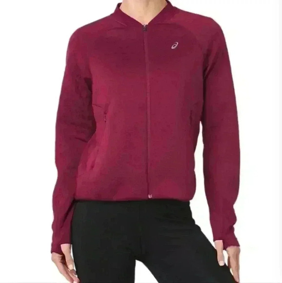 Asics URBAN RACER‎ JACKET Womens Size Small Cranberry - Picture 1 of 12